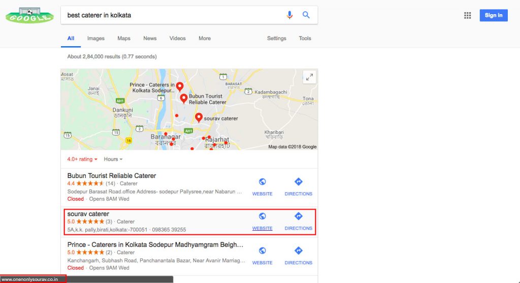 Caterer & Wedding Planner SEO Client Ranking