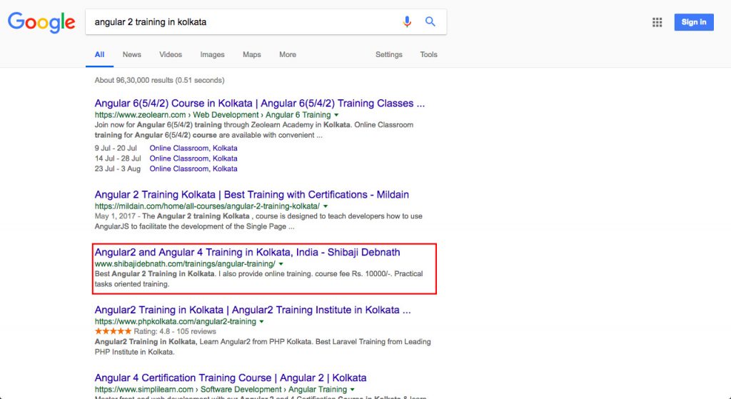 Software Development Training Client Google Ranking