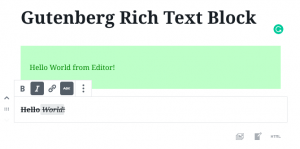 Gutenberg Rich Text Block with Sample Data